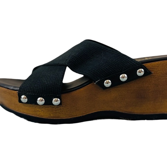 CALLISTO OF CALIFORNIA Black Platform Slip On Open Toe Shoes Women’s Size 7 - Picture 2 of 7